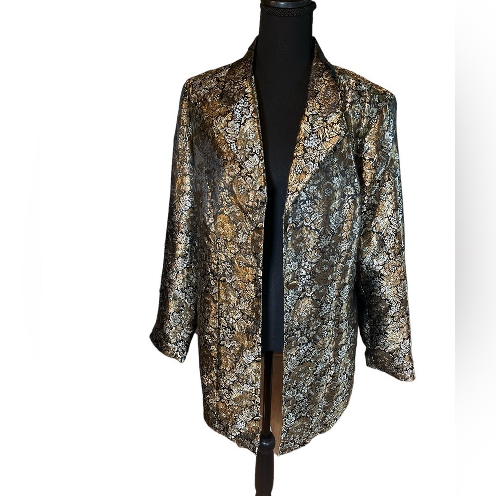 Jaclyn Smith Dressy Coat/Duster | Black Gold Silver | Size 16